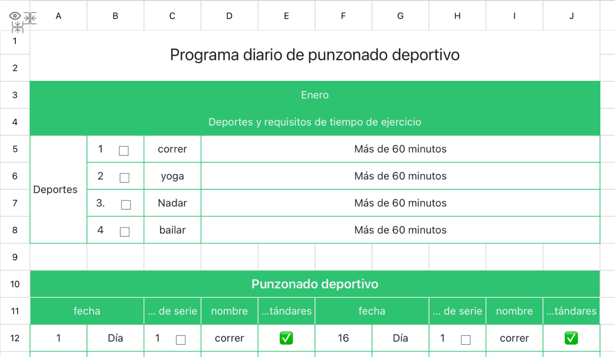 Programa diario de punzonado deportivo